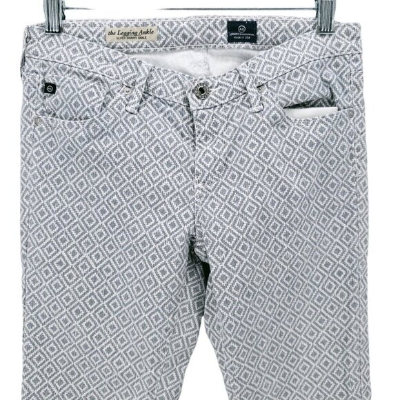 Adriano Goldschmied Legging Ankle Super Skinny Geometric Pattern White Gray 26R - Picture 1 of 10